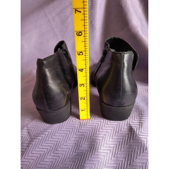 Lucky Brand Boots Womens 10M Brintly 2 Side Zip Ankle Bootie Black Leather Heels - Picture 8 of 9